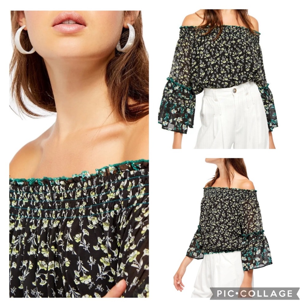 Free People Rose Valley Off Shoulder Blouse